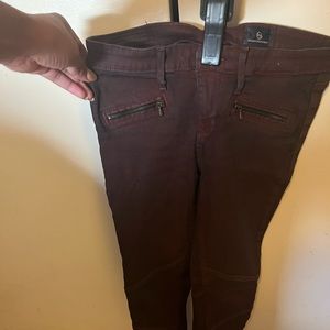 Adriano goldschmied jeans, size 26, reddish burgundy color